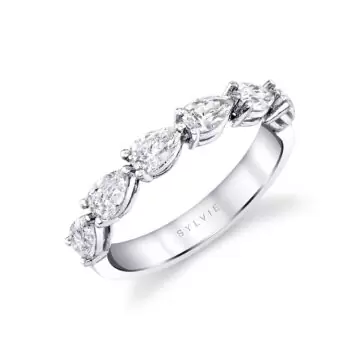 White Gold Pear Shaped East to West Wedding Ring - 1.25 CT