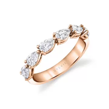 White Gold Pear Shaped East to West Wedding Ring - 1.25 CT