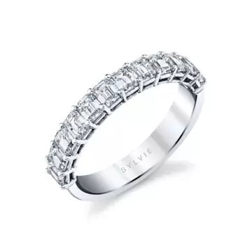 White Gold Emerald Cut Wedding Ring - 1.20 CT