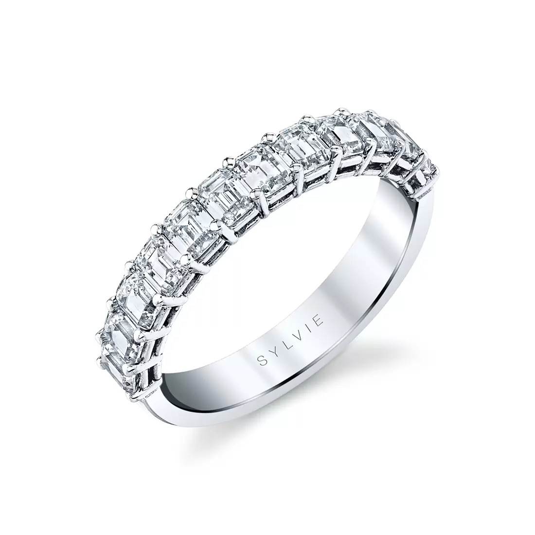 White Gold Emerald Cut Wedding Ring - 1.20 CT