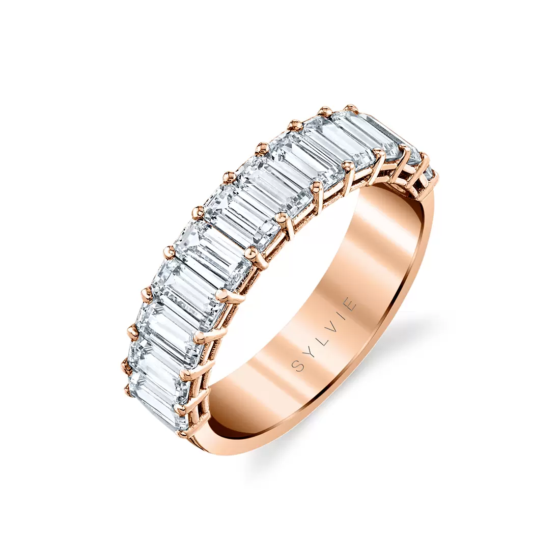 rose gold emerald cut wedding ring b104-300