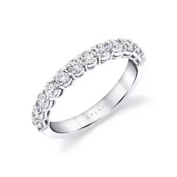 White Gold Round Shaped Wedding Ring- 0.85 CT