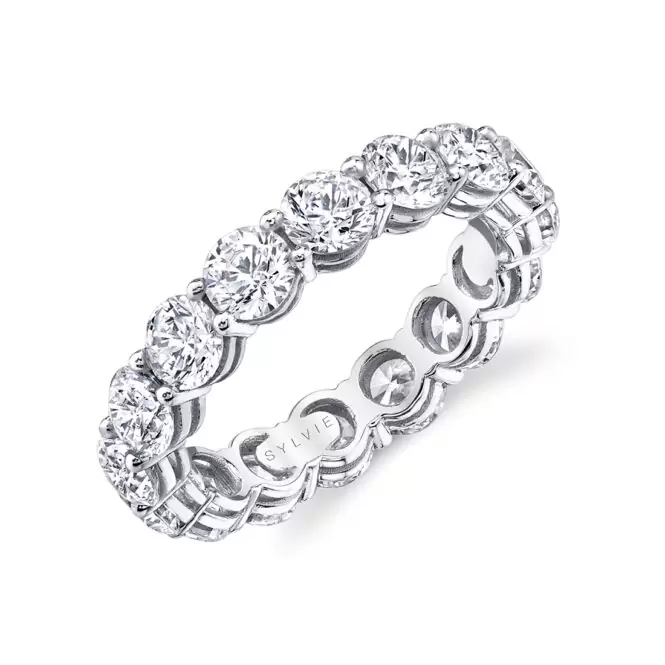 white gold round diamond eternity band