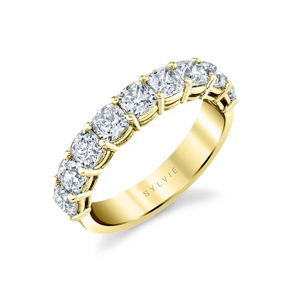 yellow gold cushion cut wedding ring b107-225