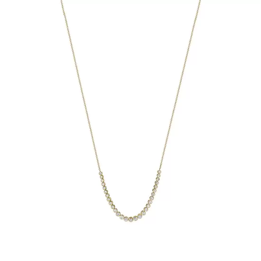 round bezel diamond smile necklace