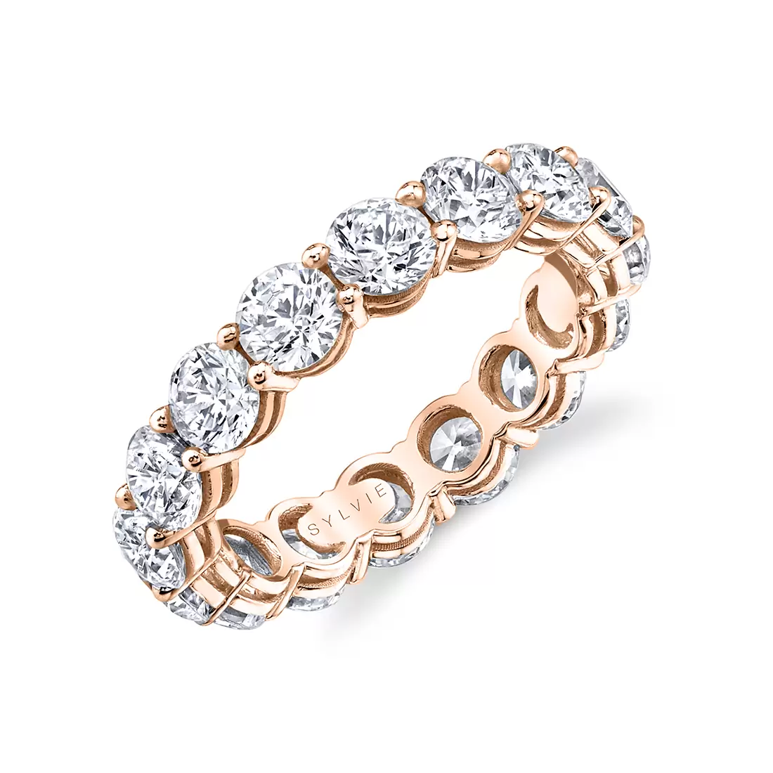 rose gold round diamond eternity band