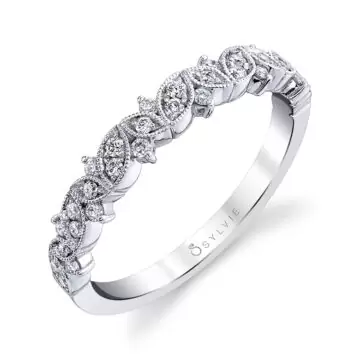 White Gold Modern Vintage Wedding Ring