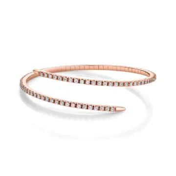 White Gold Free Form Diamond Bangle