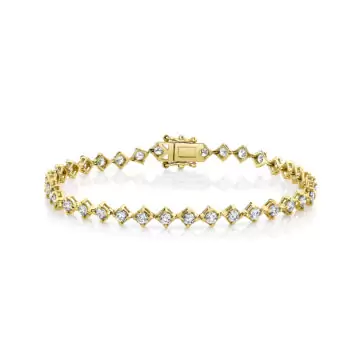 White Gold Four Prong Offset Diamond Bracelet 2.60 CT