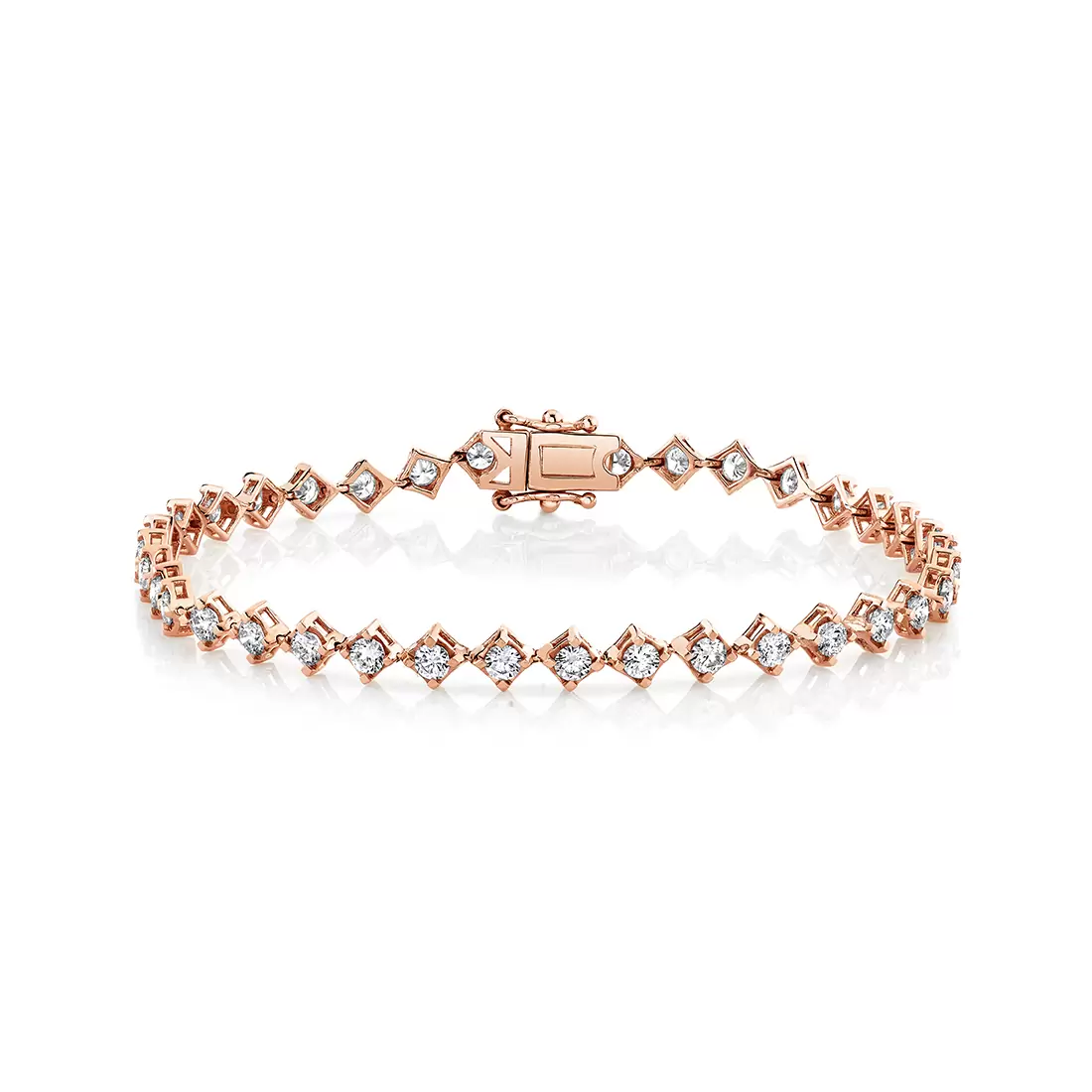 rose gold four prong offset diamond bracelet