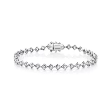 White Gold Four Prong Offset Diamond Bracelet 2.60 CT