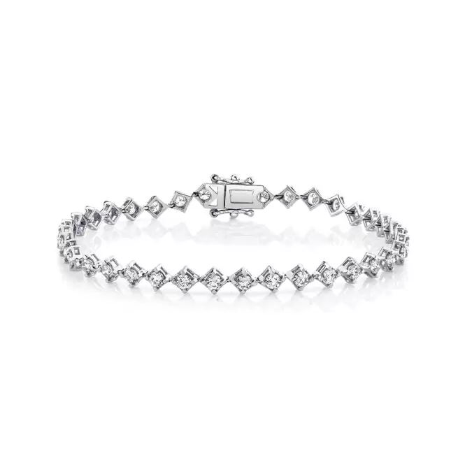 white gold four prong offset diamond bracelet