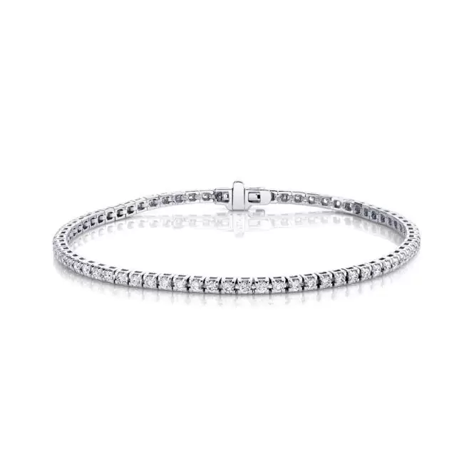 petite diamond clasp bracelet in white gold