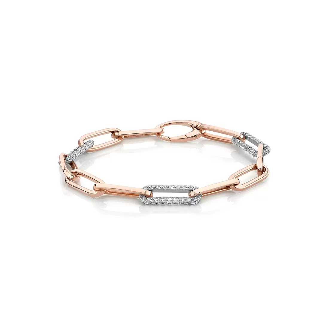 White Gold/Yellow Gold Two Tone Paperclip Bracelet 1.50 CT