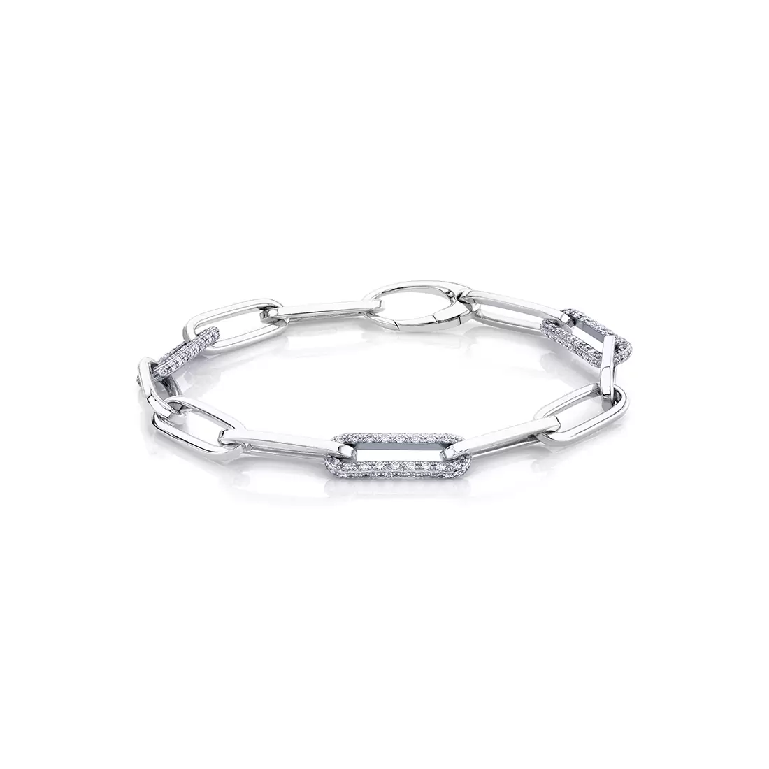 White Gold/Yellow Gold Two Tone Paperclip Bracelet 1.50 CT