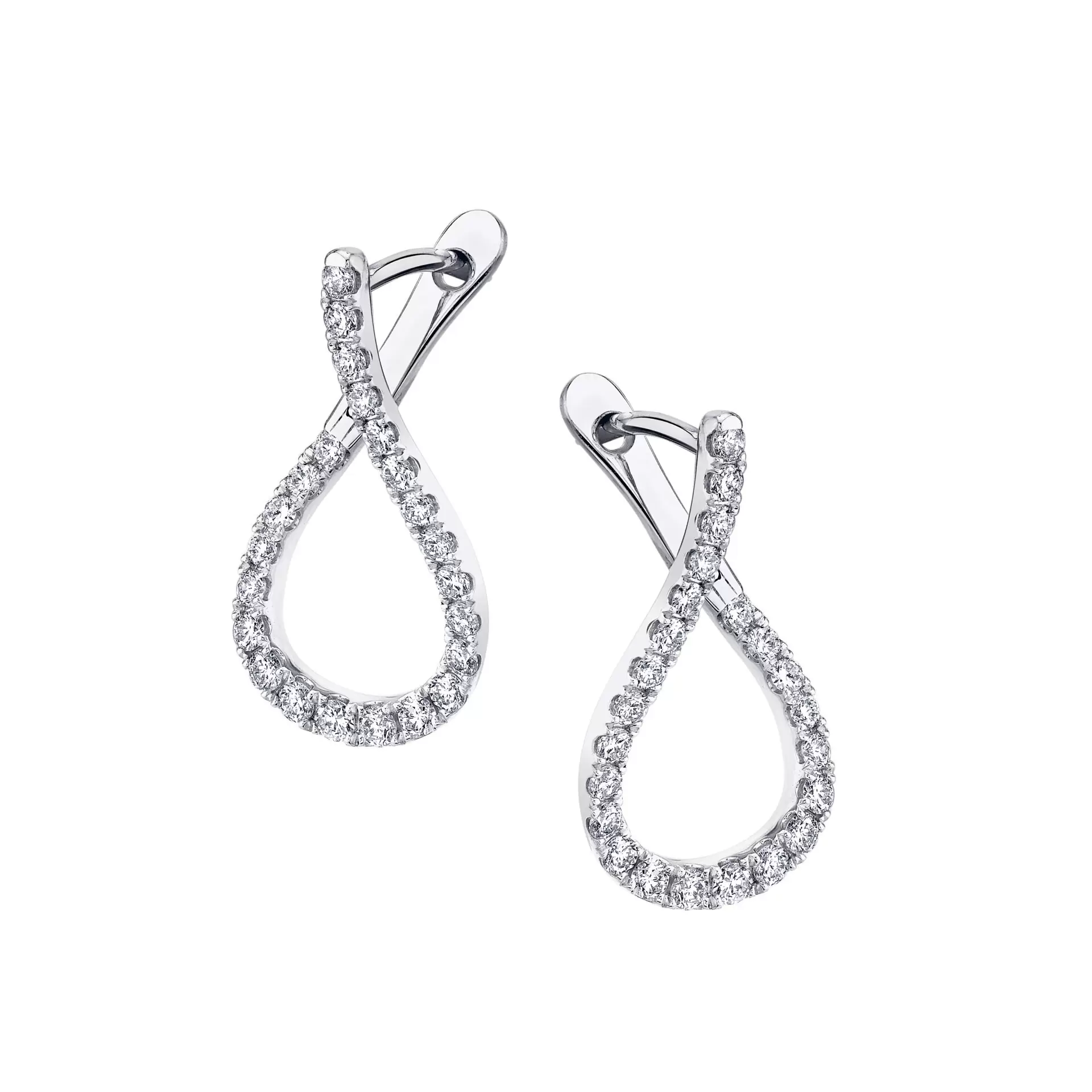 unique diamond hoop earrings in white gold
