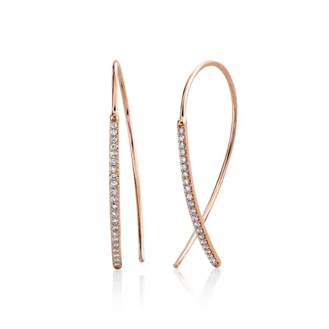 rose gold diamond threader earrings
