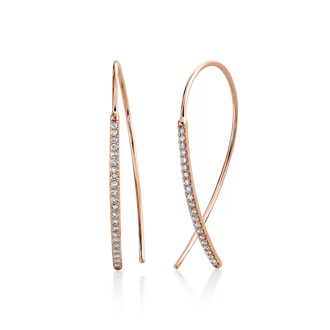 rose gold diamond threader earrings