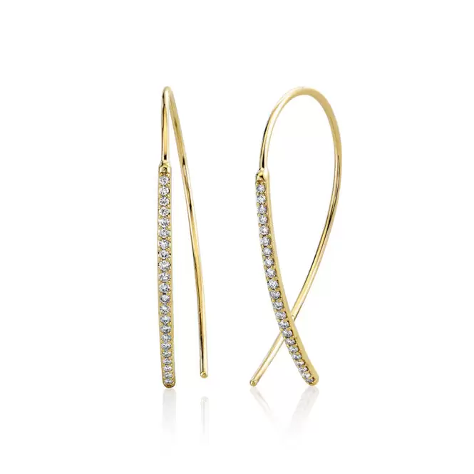 yellow gold diamond threader earrings