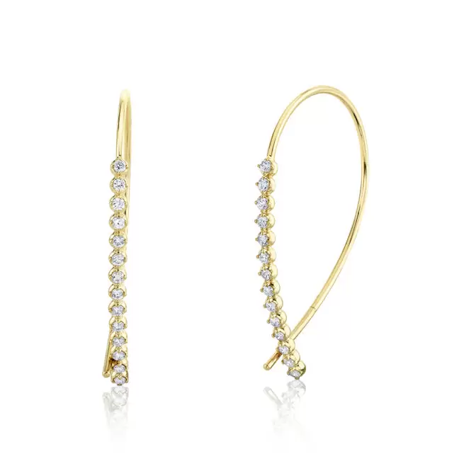 yellow gold round diamond threader earrings
