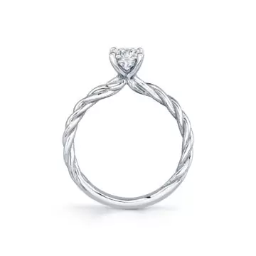 White Gold Round Cut Spiral Engagement Ring - Jolie