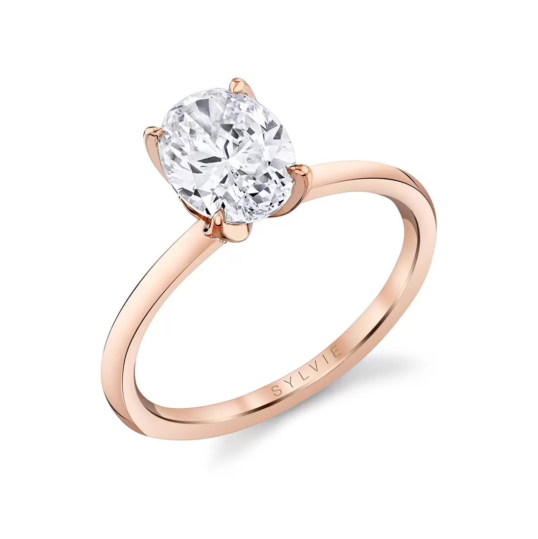 rose gold oval cut floral inspired solitaire engagement ring