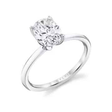White Gold Tulira Oval Cut Solitaire Diamond Petal Prong Engagement Ring - Shay