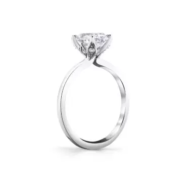 White Gold Tulira Oval Cut Solitaire Diamond Petal Prong Engagement Ring - Shay