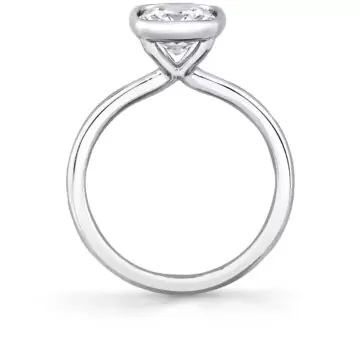 White Gold Cushion Cut Bezel Set Engagement Ring - Cliodhna
