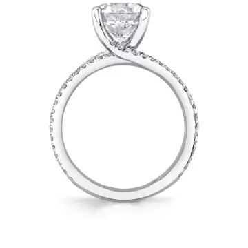 White Gold Round Cut Split Shank Engagement Ring - Daniella