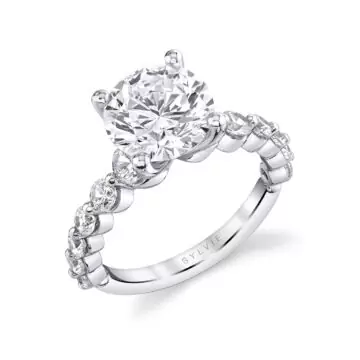 White Gold Round Cut Single Prong Diamond Engagement Ring - Cleo