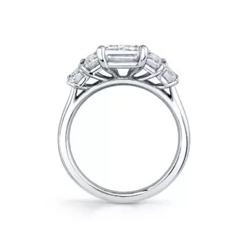 White Gold Emerald Cut Five Stone Engagement Ring - Brenley