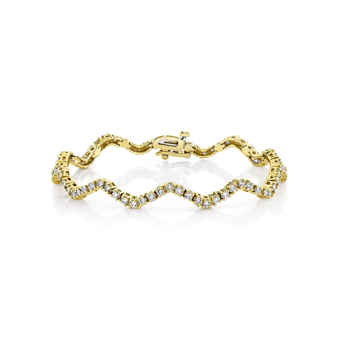 yellow gold curved diamond bracelet