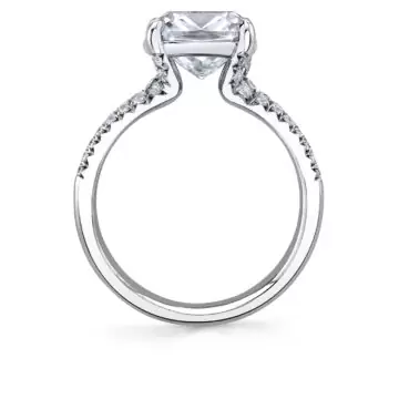 White Gold Cushion Cut Split Shank Engagement Ring - Florencia