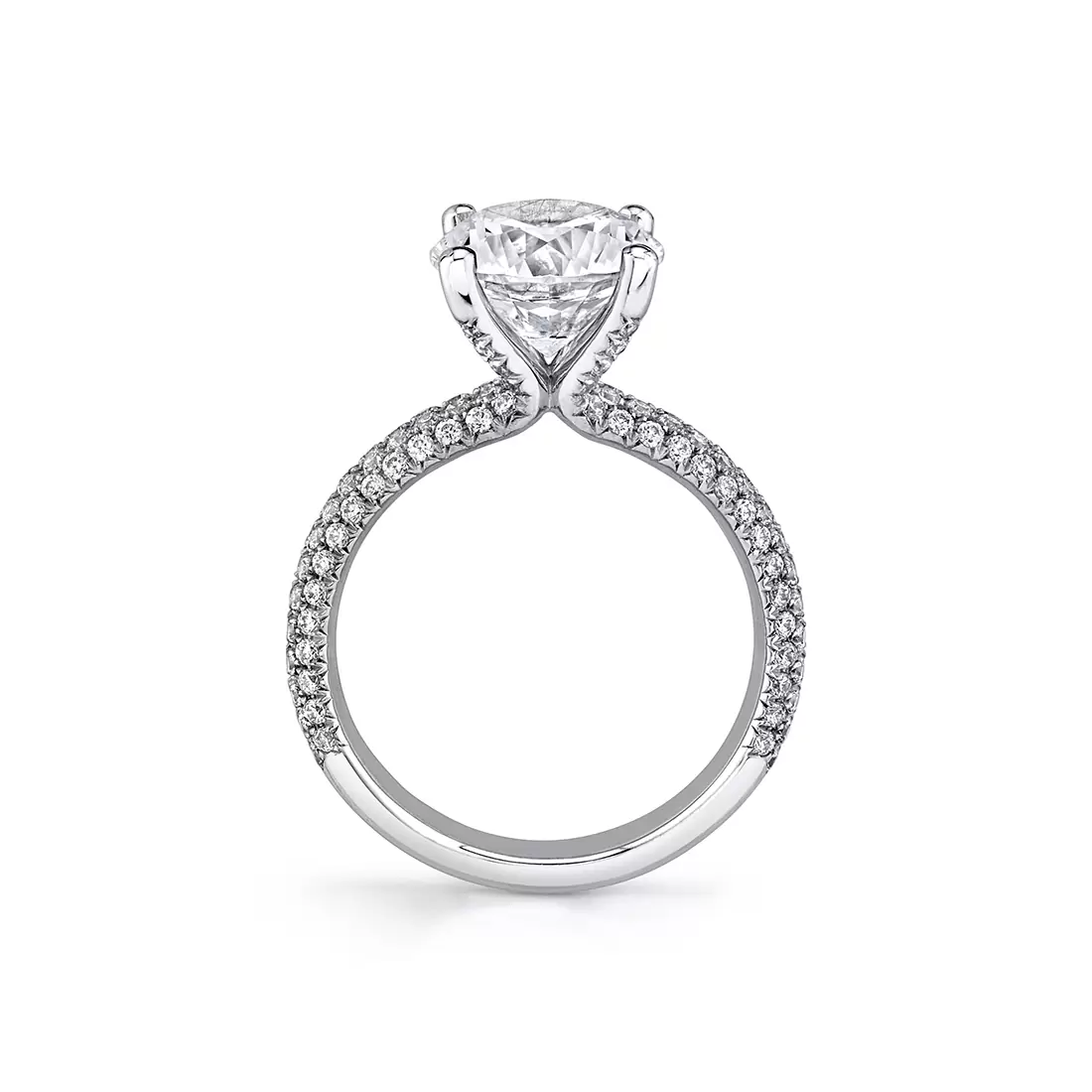 Round pave cheap engagement ring