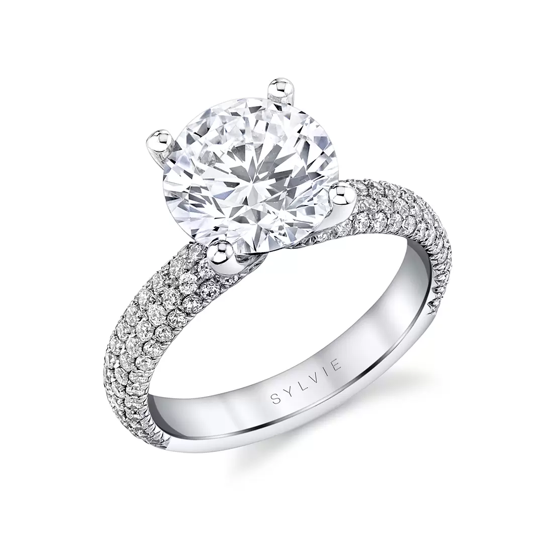 white gold round cut micro pave engagement ring ursula