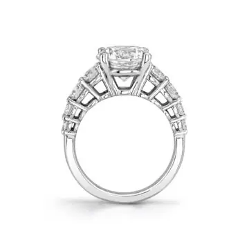 White Gold Round Cut Thick Diamond Band Engagement Ring - Collins