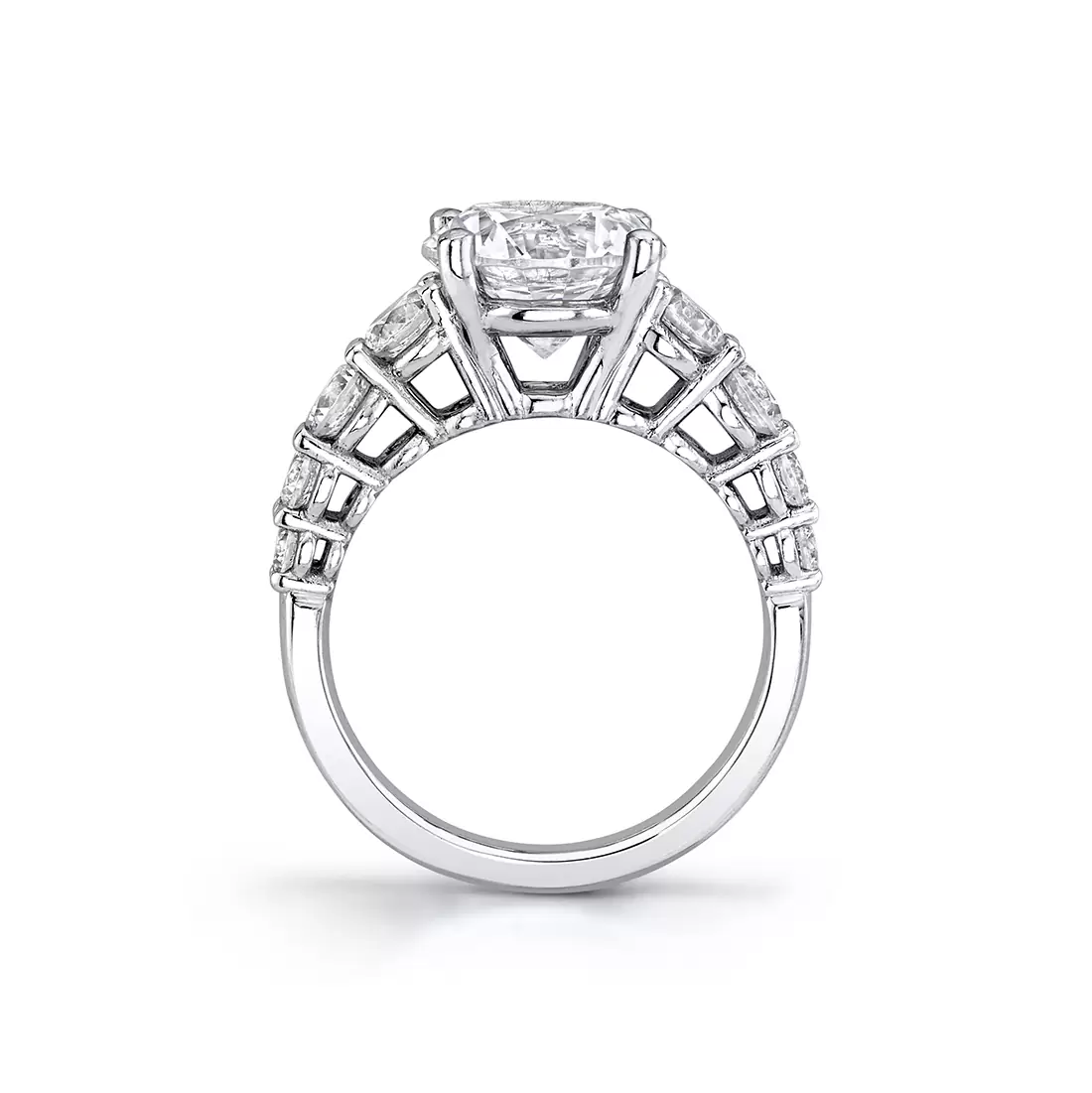 white gold profile round cut thick diamond band engagement ring collins
