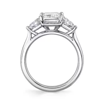 White Gold Emerald Cut Unique Three Stone Engagement Ring - Teresia