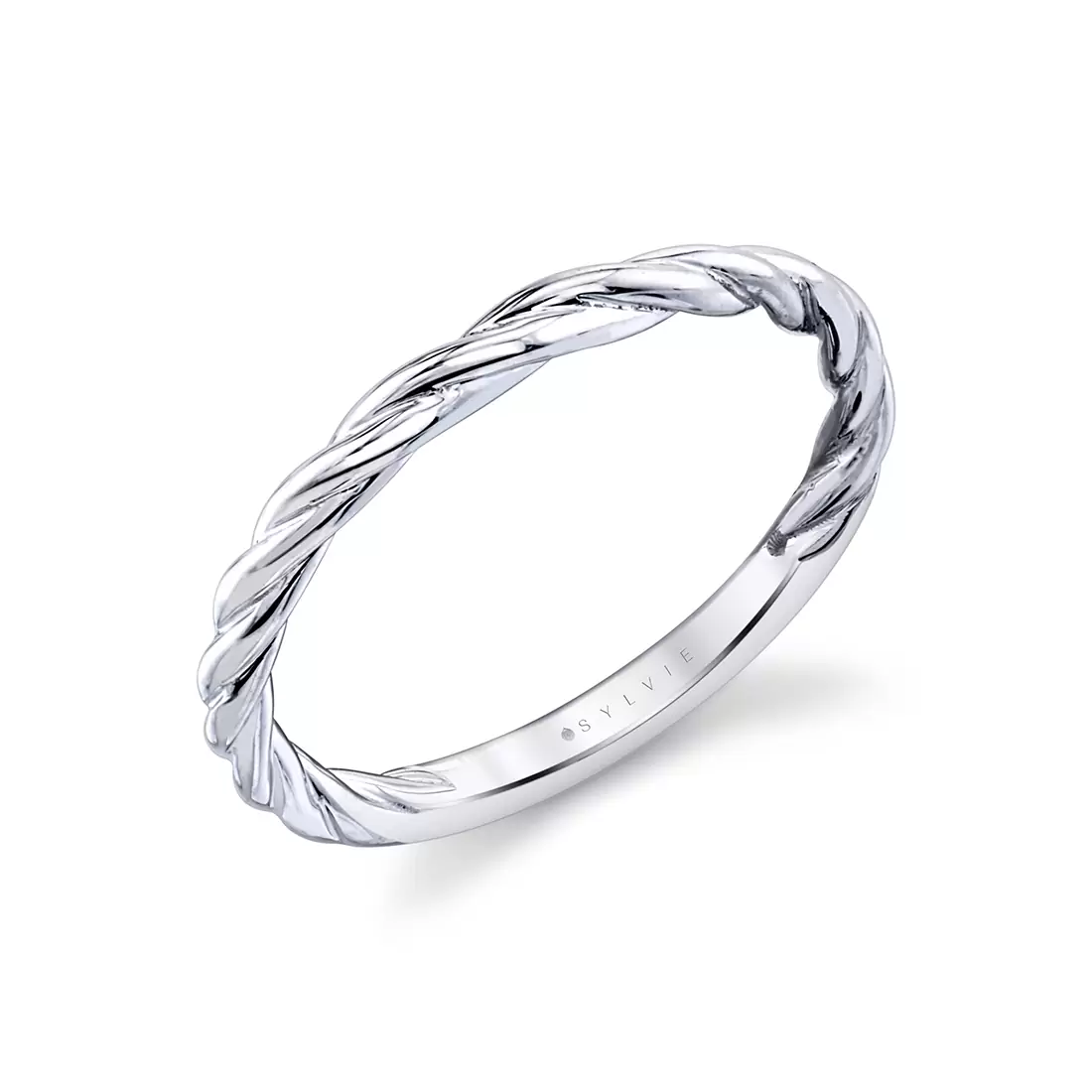 white gold spiral wedding band