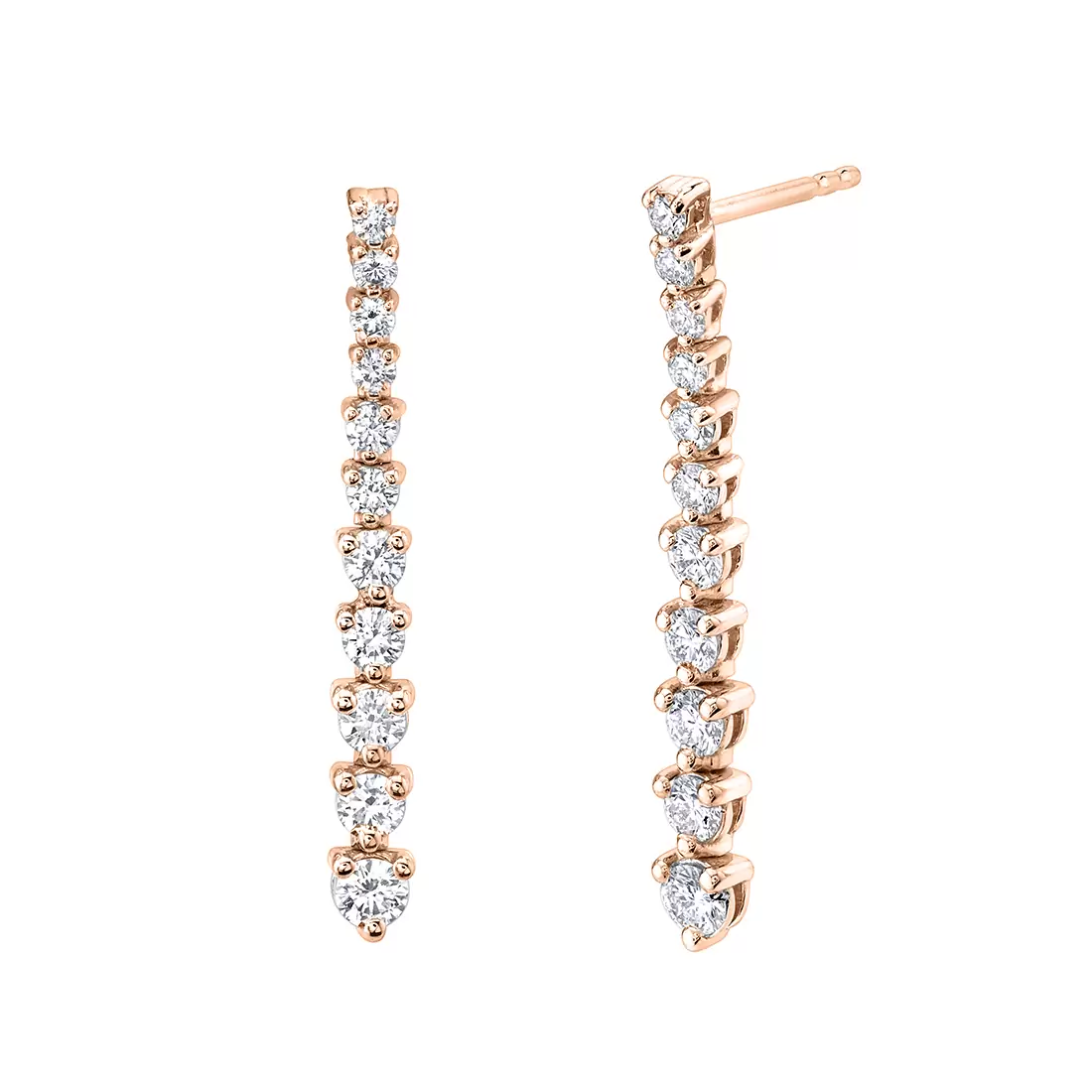 rose gold diamond dangle earrings