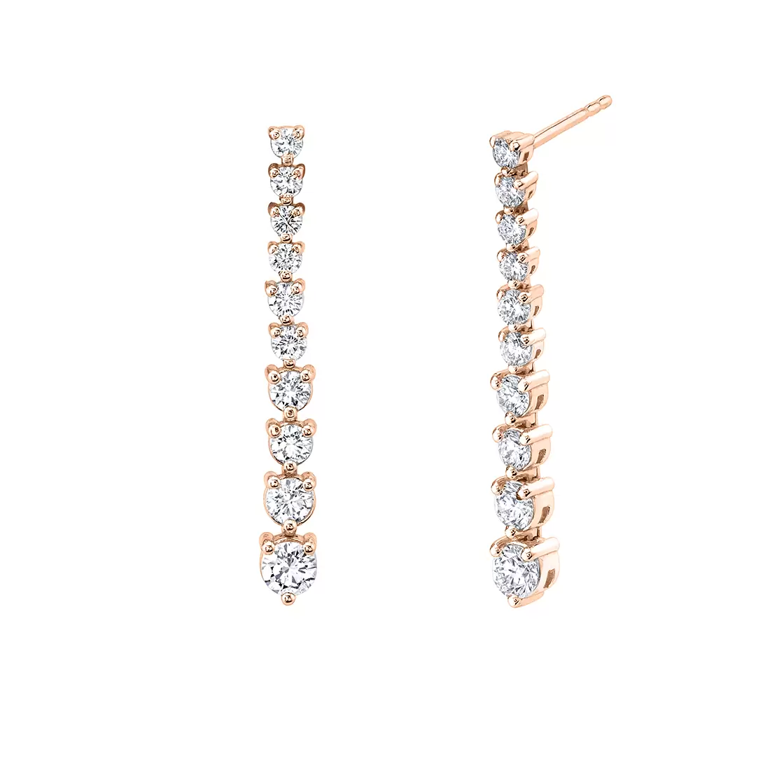 rose gold diamond dangle earrings