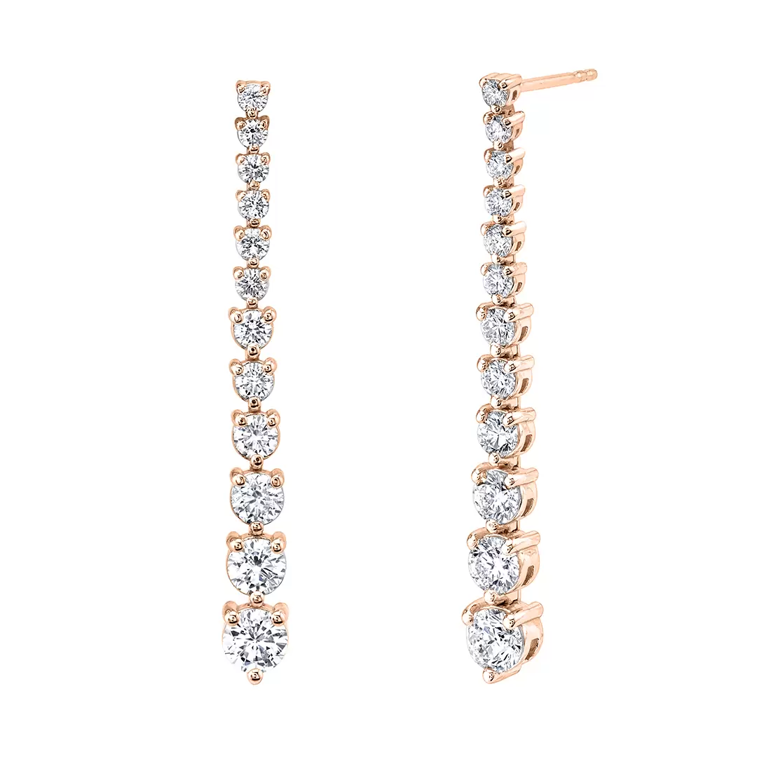 rose gold diamond dangle earrings