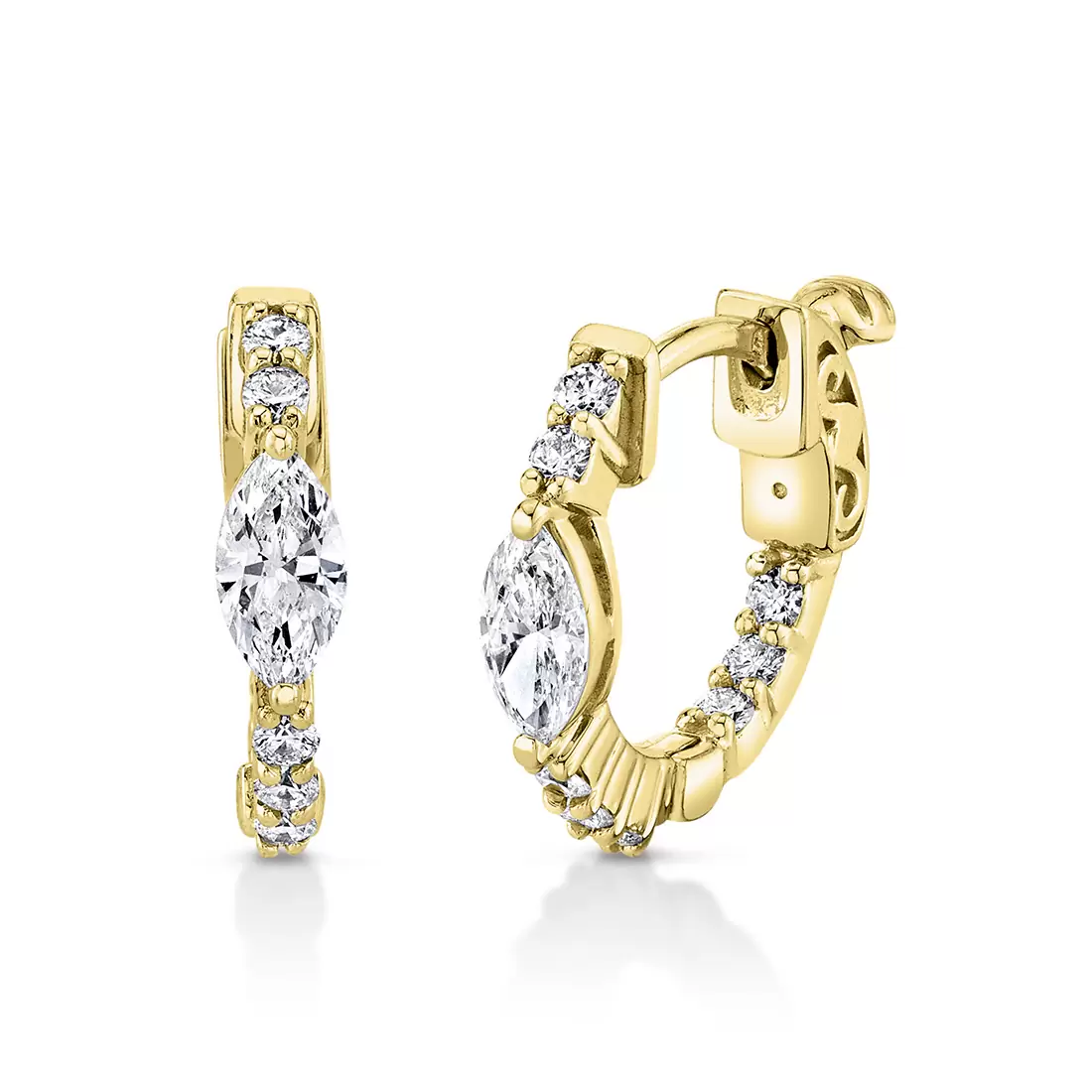 Marquise Diamond Hoop Earrings