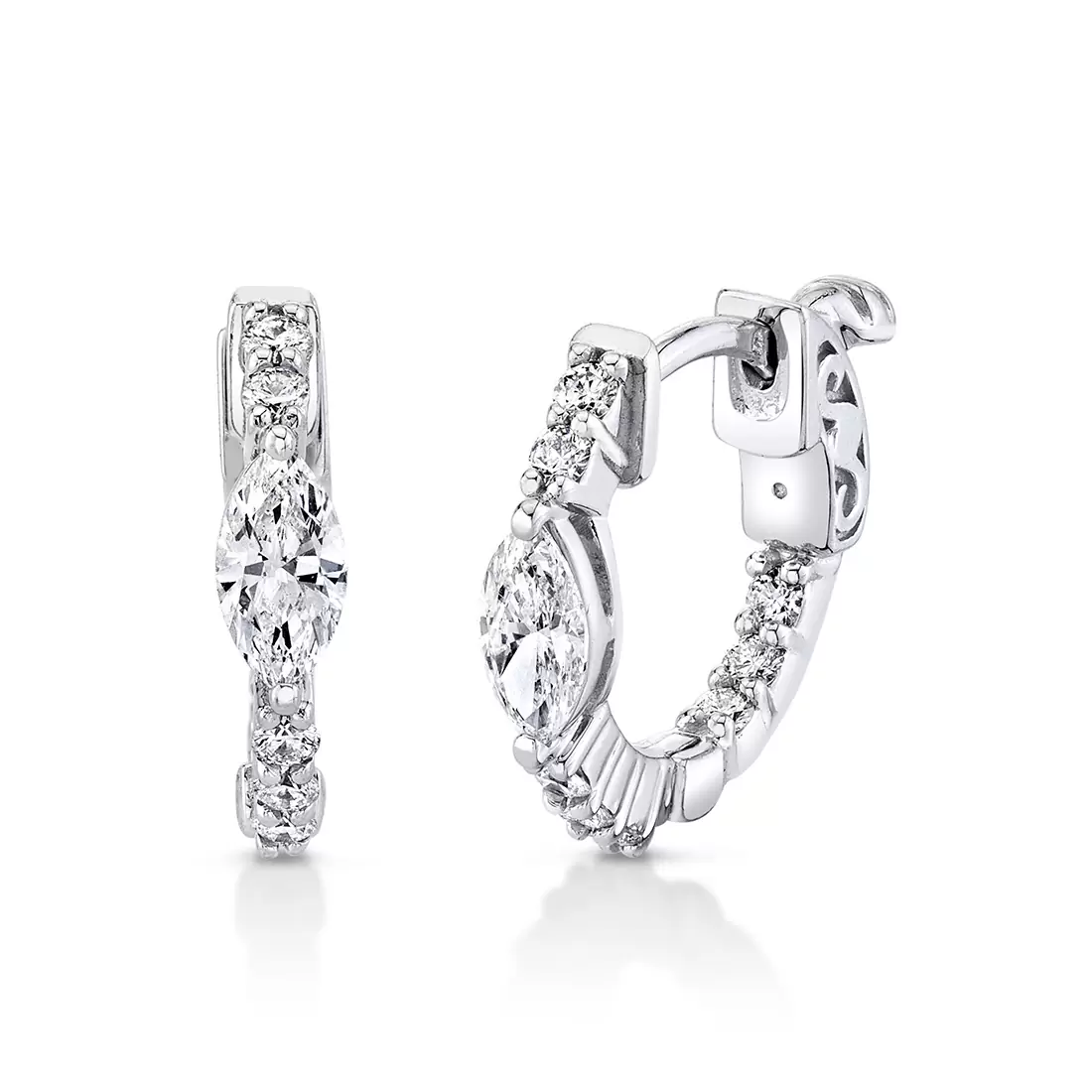 Marquise Diamond Hoop Earrings