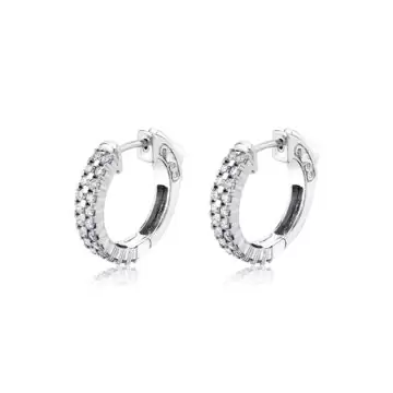 white gold double row diamond huggies