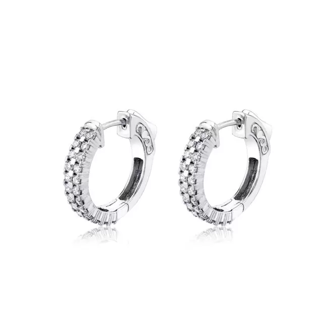 white gold double row diamond huggies