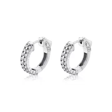 white gold double row diamond huggies