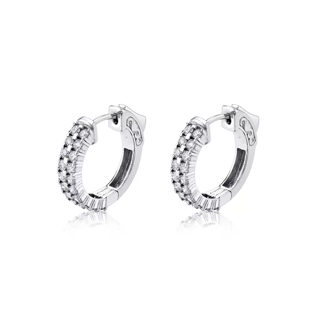 white gold double row diamond huggies