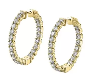 White Gold Diamond Hoop Earrings - 25MM - 2.20 Carats